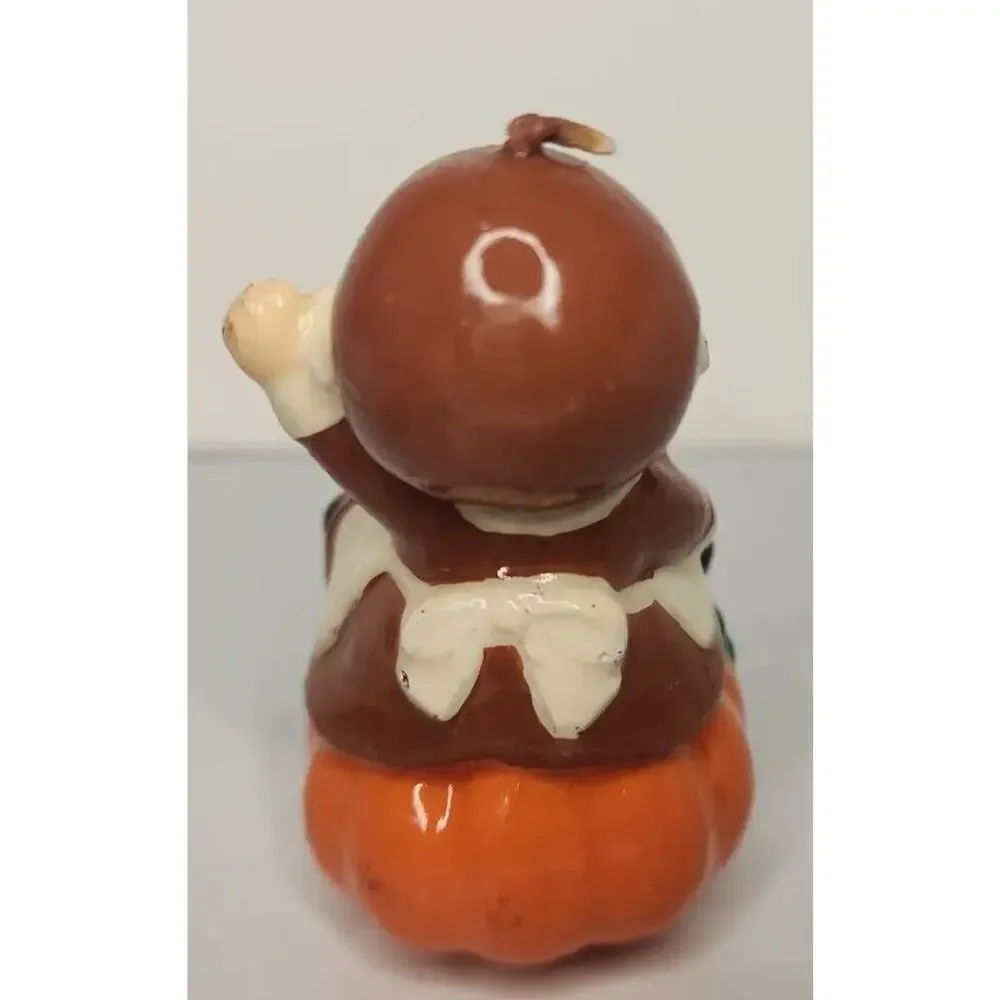 Vintage Thaksgiving Pumpkin Pilgrim Girl Candle 2.5